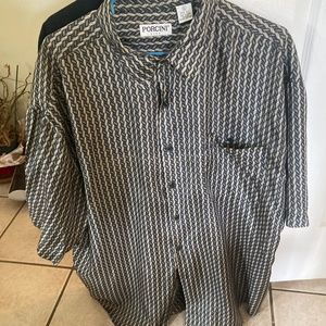 Porcini XL shirt preowned short sleeve silk dress shirt